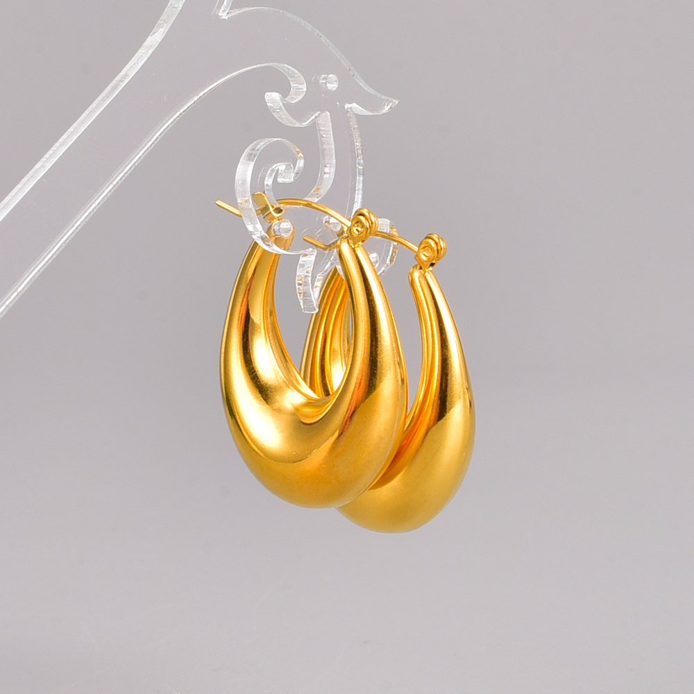 Simple Style Geometric Titanium Steel Gold Plated Drop Earrings 1 Pair display picture 3