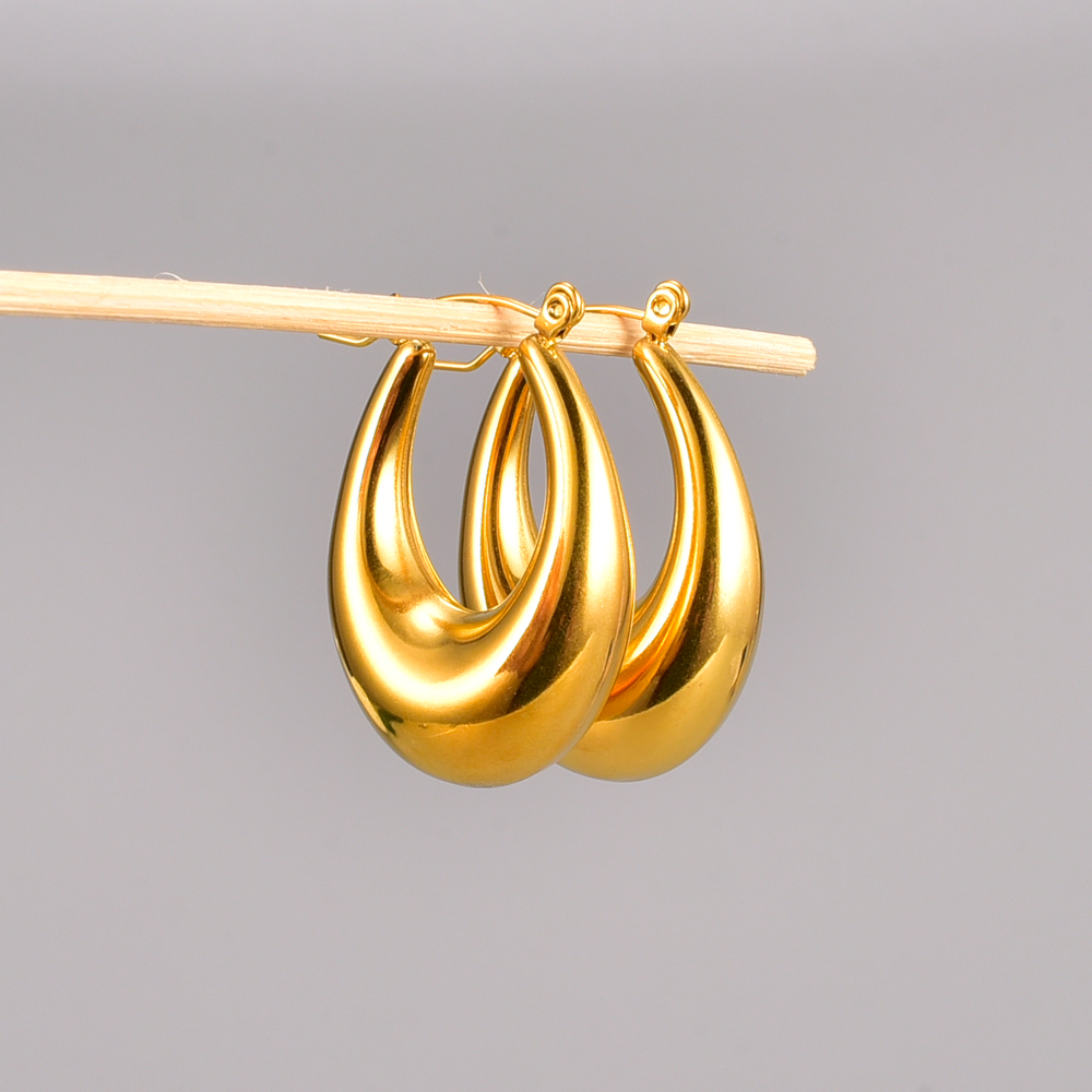 Simple Style Geometric Titanium Steel Gold Plated Drop Earrings 1 Pair display picture 5