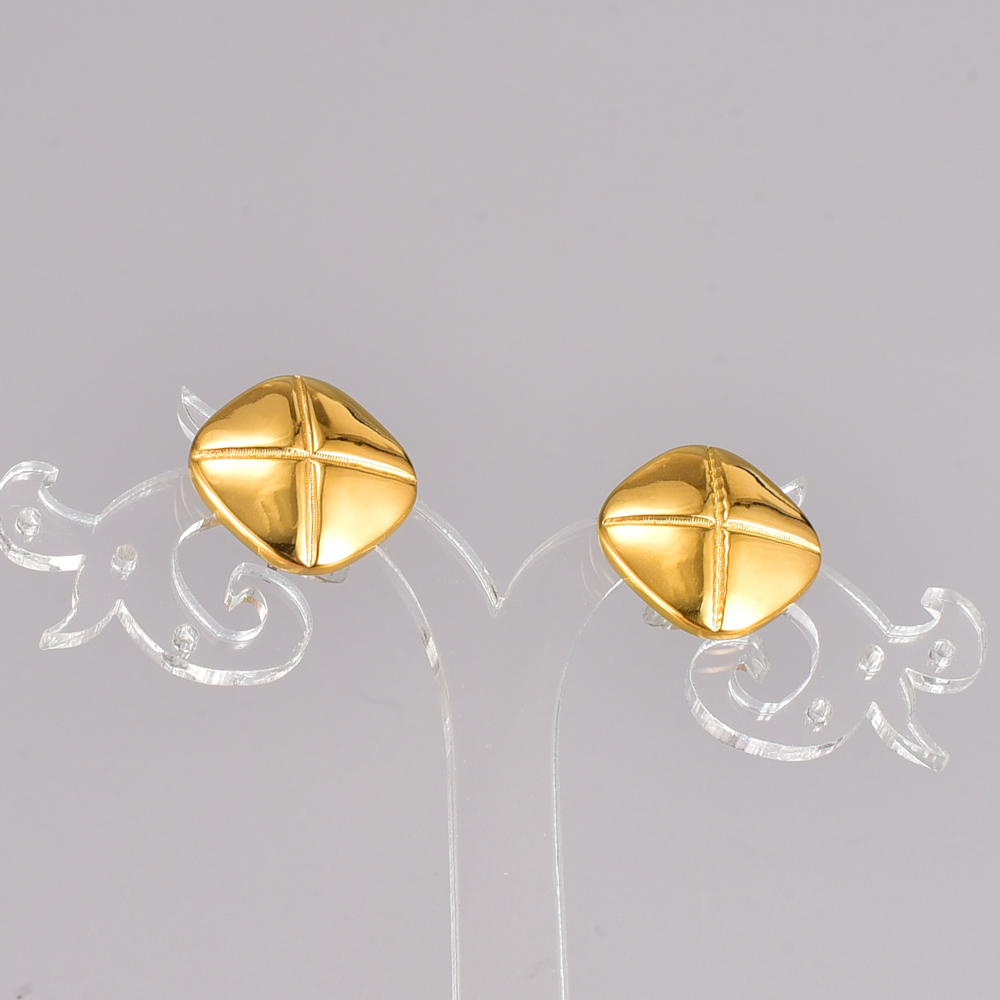 Fashion Cross Square Titanium Steel Gold Plated Ear Studs 1 Pair display picture 4