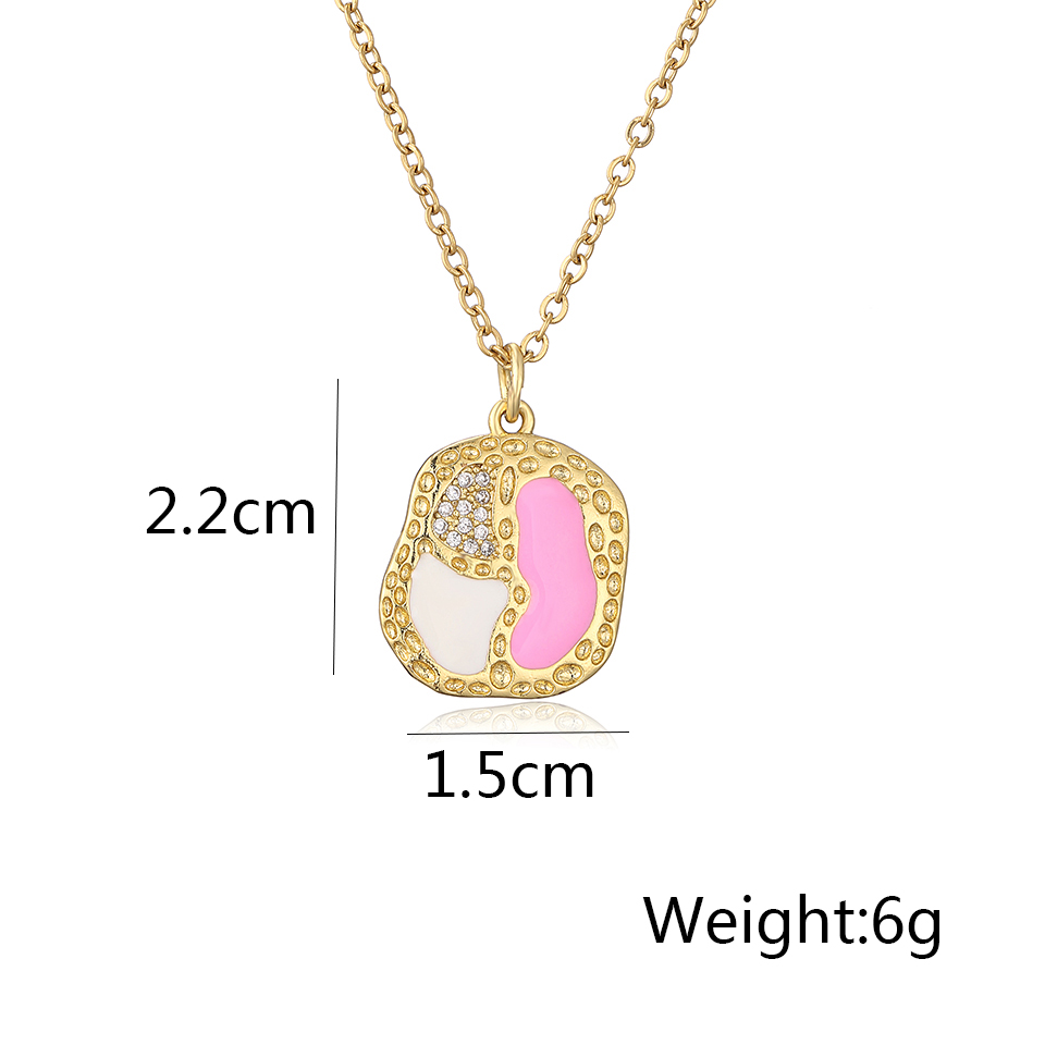 Fashion Irregular Color Block Copper Enamel Gold Plated Zircon Pendant Necklace 1 Piece display picture 5
