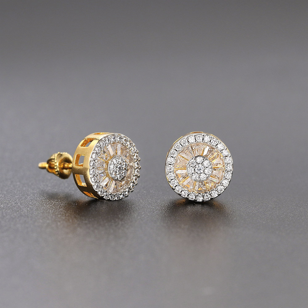 1 Pair Fashion Round Copper Plating Inlay Zircon Gold Plated Ear Studs display picture 1