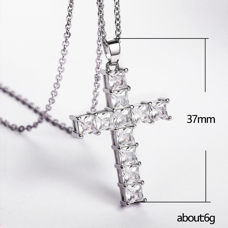 Fashion Cross Copper Inlay Zircon Pendant Necklace 1 Piece display picture 3