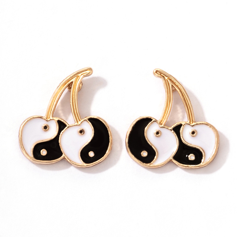 Simple Style Cherry Alloy Enamel Unisex Ear Studs 1 Pair display picture 1