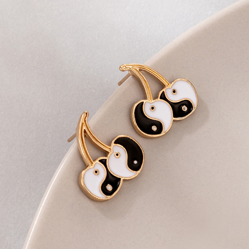 Simple Style Cherry Alloy Enamel Unisex Ear Studs 1 Pair display picture 2