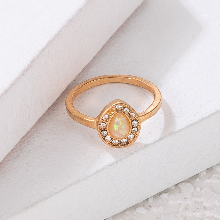 Simple Style Water Droplets Flower Alloy Inlay Rhinestones Unisex Rings 1 Piece display picture 9