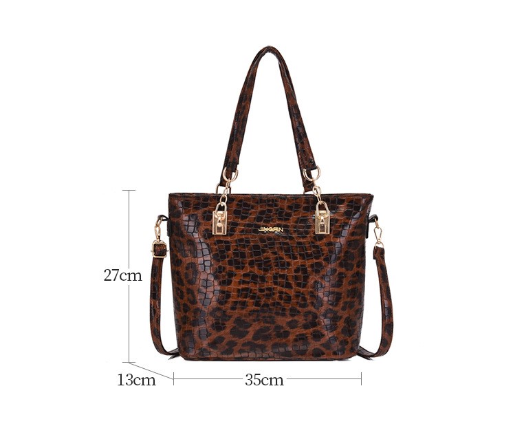 Women's Large All Seasons Pu Leather Leopard Vintage Style Square Zipper Bag Sets display picture 8