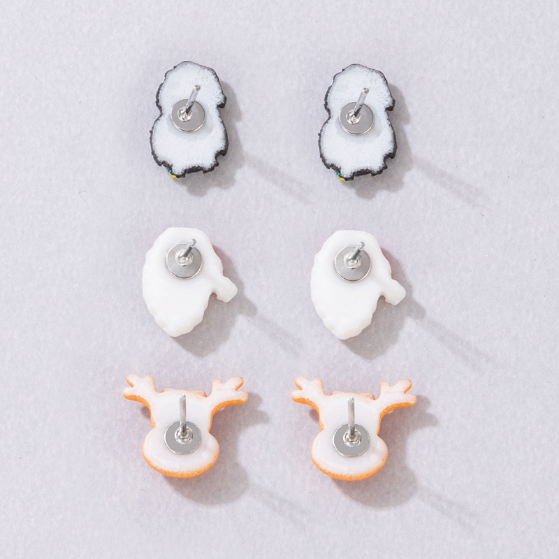 Cute Penguin Santa Claus Elk Alloy Unisex Ear Studs 3 Pairs display picture 2