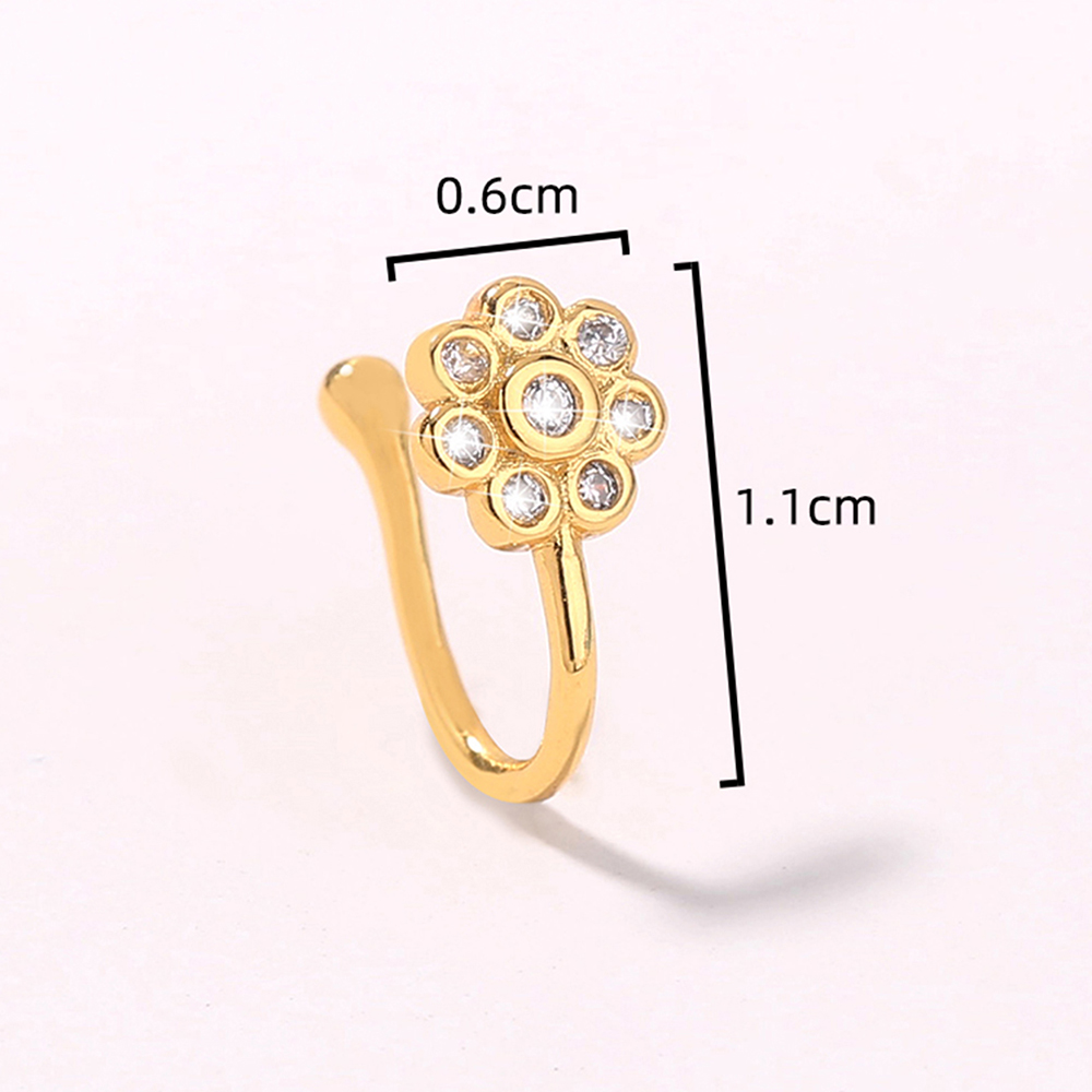 Fashion Flower Copper Inlay Zircon Nose Ring 1 Piece display picture 8