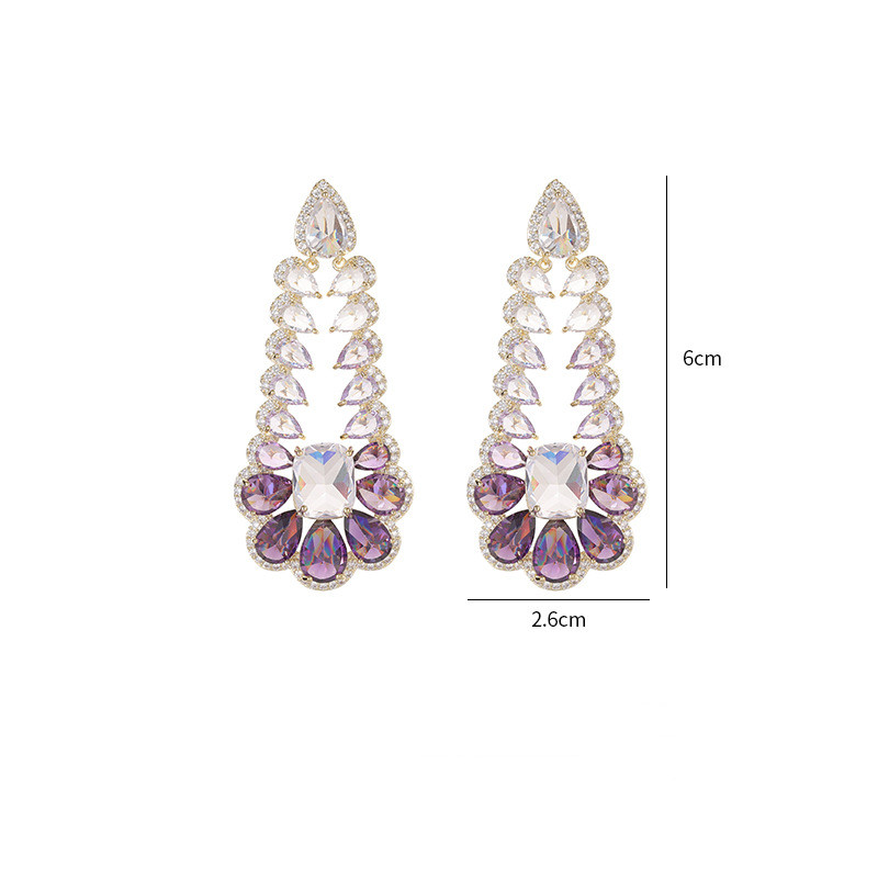Fashion Geometric Water Droplets Copper Inlay Zircon Drop Earrings 1 Pair display picture 5
