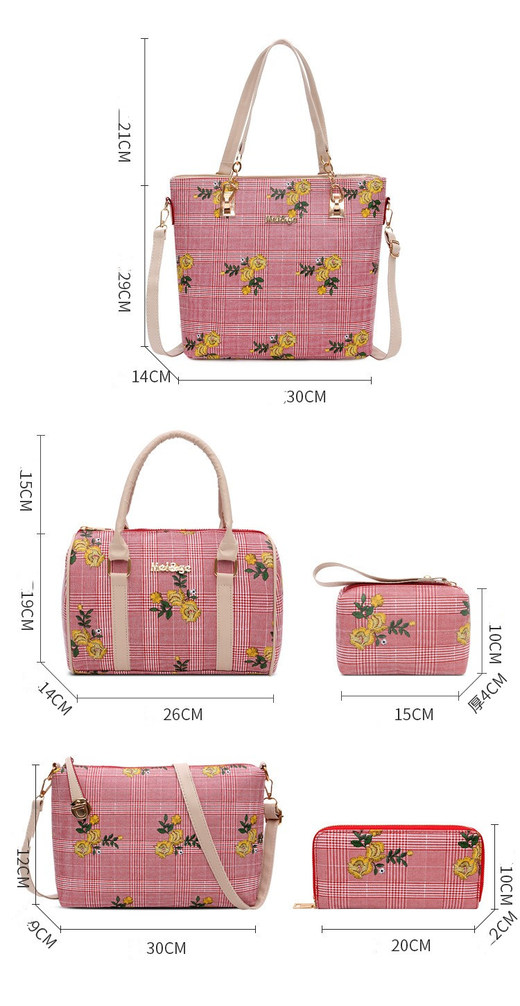 Women's Large All Seasons Pu Leather Flower Fashion Square Zipper Bag Sets display picture 6