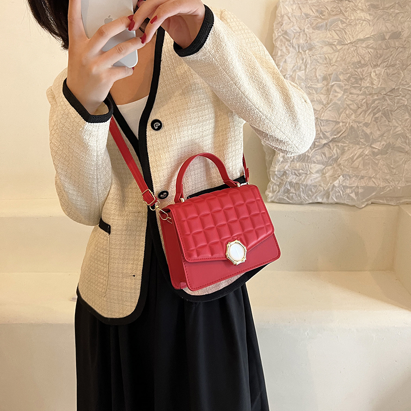 Women's Pu Leather Plaid Solid Color Fashion Quilted Square Flip Cover Crossbody Bag display picture 6