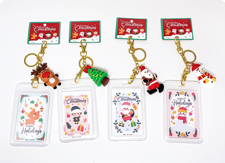 Christmas Silicone Waterproof Double-sided Transparent Cartoon Key Button Campus Card Holder display picture 4