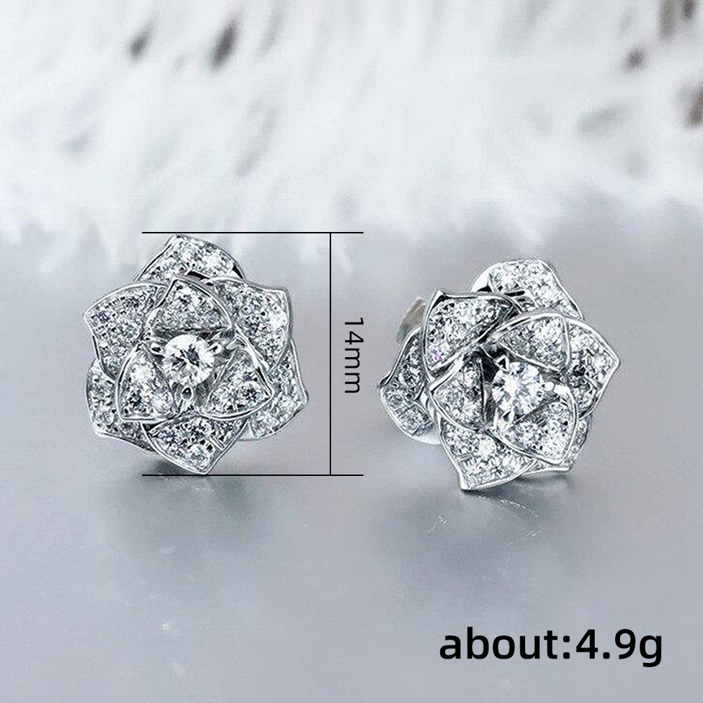 Fashion Flower Copper Plating Artificial Diamond Ear Studs 1 Pair display picture 5
