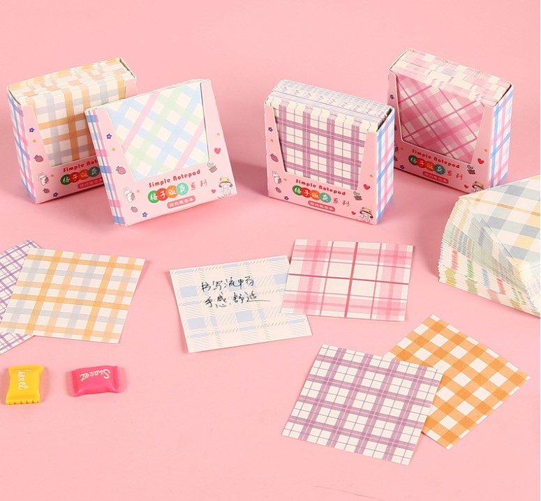 Cute Plaid Striped Note Box Note Paper Non-adhesive Notepad display picture 3