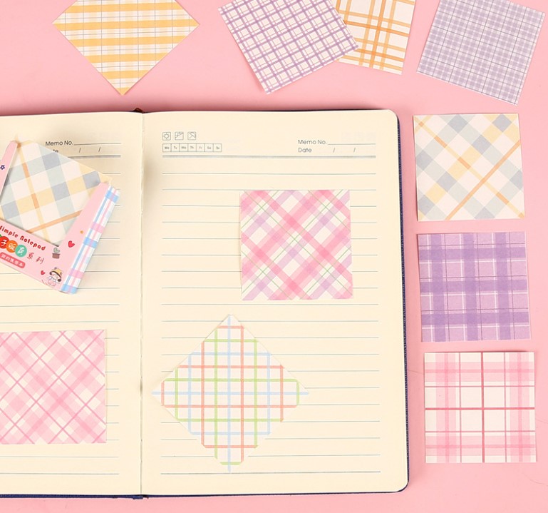 Cute Plaid Striped Note Box Note Paper Non-adhesive Notepad display picture 2