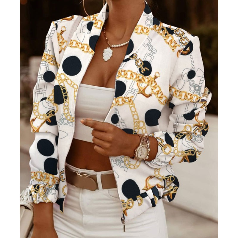 Women's Fashion Printing Printing Zipper Coat Casual Jacket display picture 9