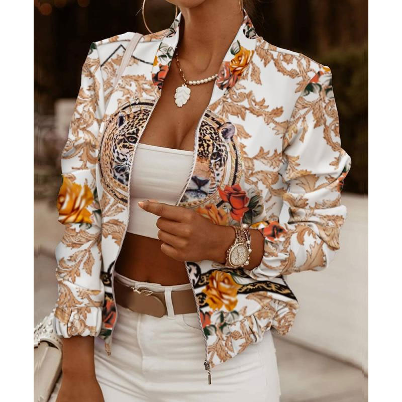 Women's Fashion Printing Printing Zipper Coat Casual Jacket display picture 10