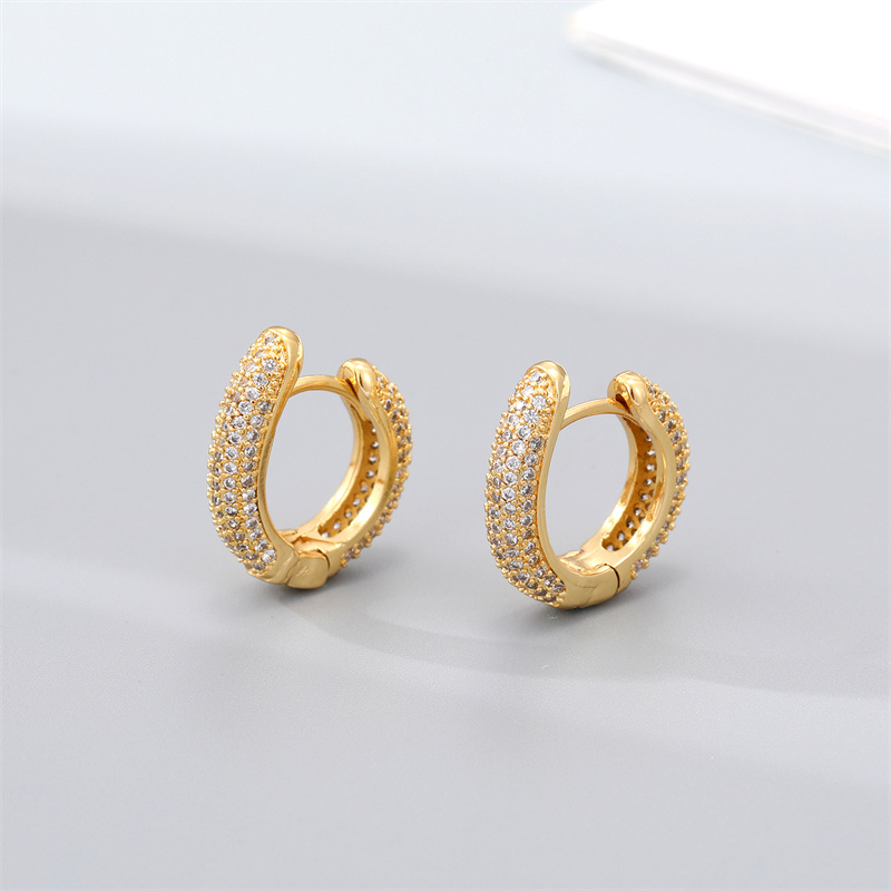 Simple Style Irregular Gold Plated Enamel Artificial Pearls Zircon Women's Hoop Earrings 1 Pair display picture 2