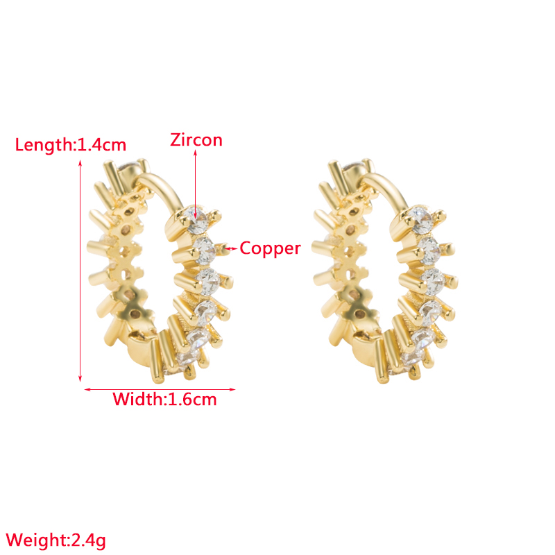 Casual Circle Copper Gold Plated Zircon Hoop Earrings 1 Pair display picture 1