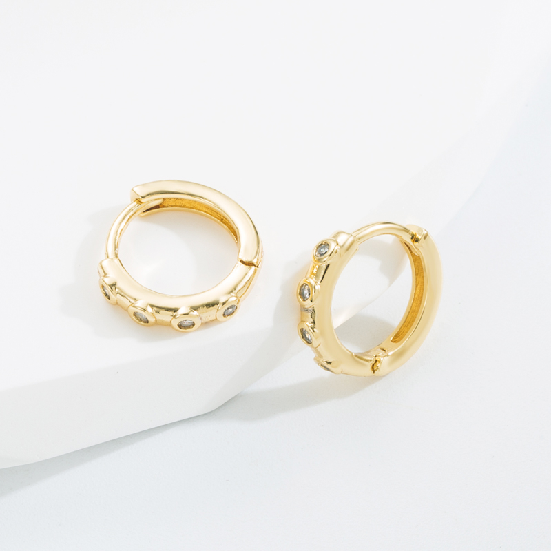 Casual Circle Copper Gold Plated Zircon Hoop Earrings 1 Pair display picture 2