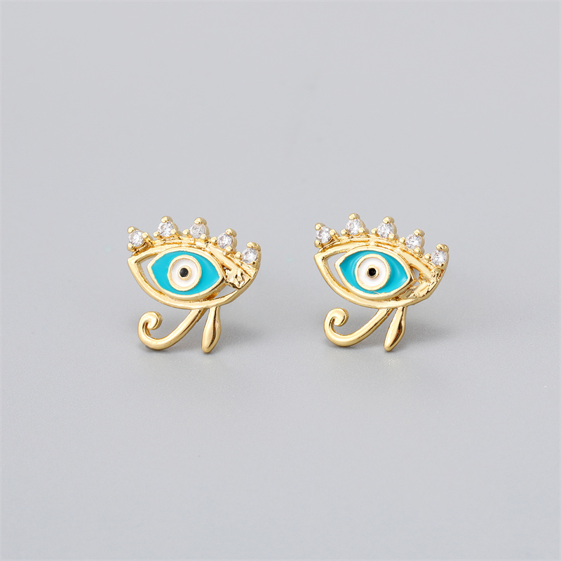 Fashion Eye Gold Plated Enamel Zircon Women's Ear Studs 1 Pair display picture 1