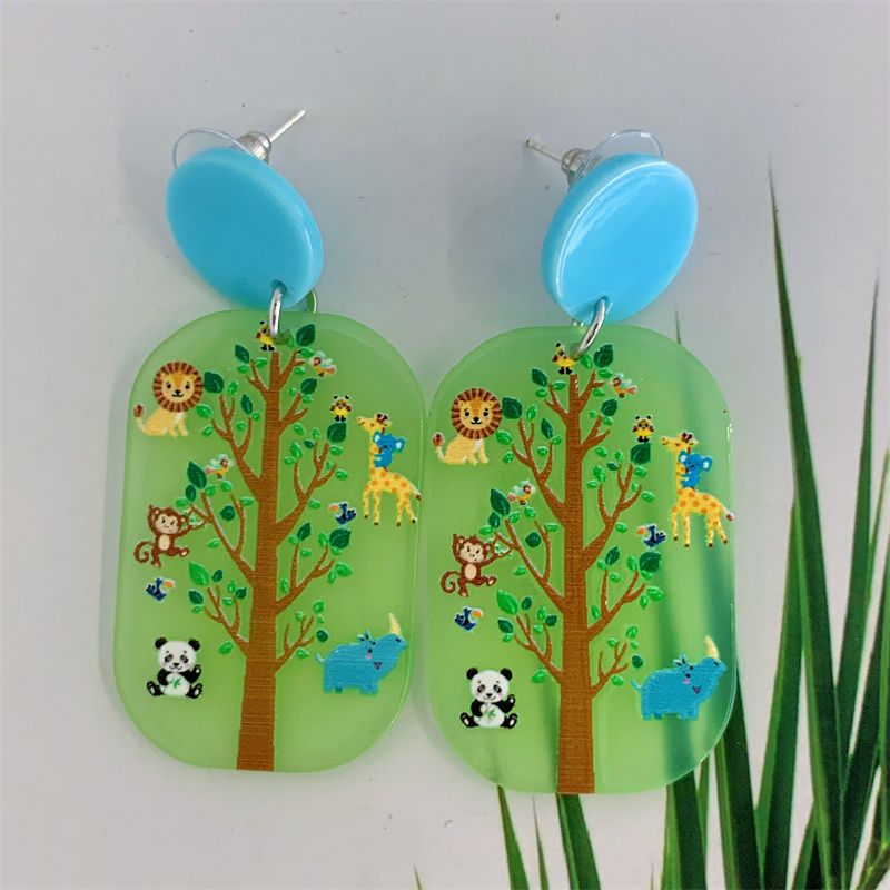 Vacation Geometric Cartoon Character Flower Arylic Women's Drop Earrings 1 Pair display picture 3