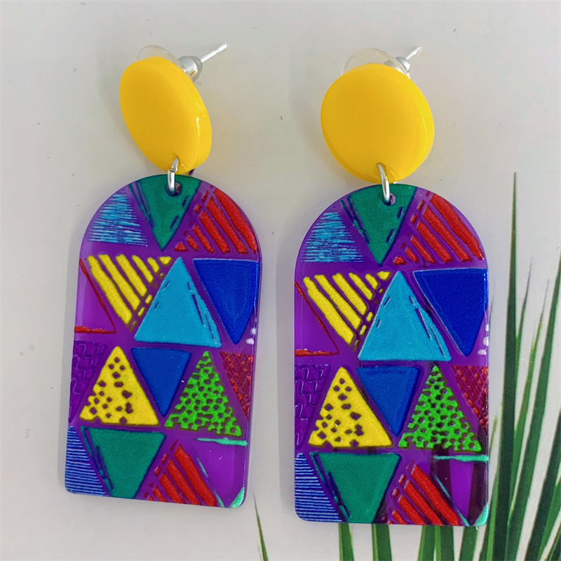 Vacation Geometric Cartoon Character Flower Arylic Women's Drop Earrings 1 Pair display picture 5