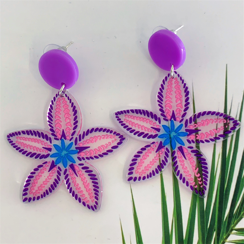 Vacation Geometric Cartoon Character Flower Arylic Women's Drop Earrings 1 Pair display picture 6