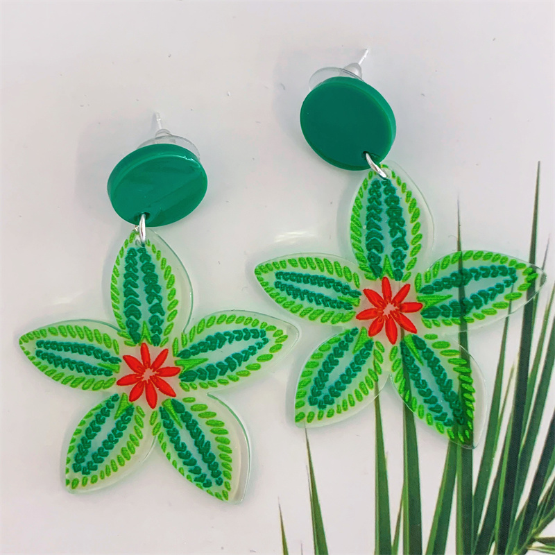 Vacation Geometric Cartoon Character Flower Arylic Women's Drop Earrings 1 Pair display picture 8