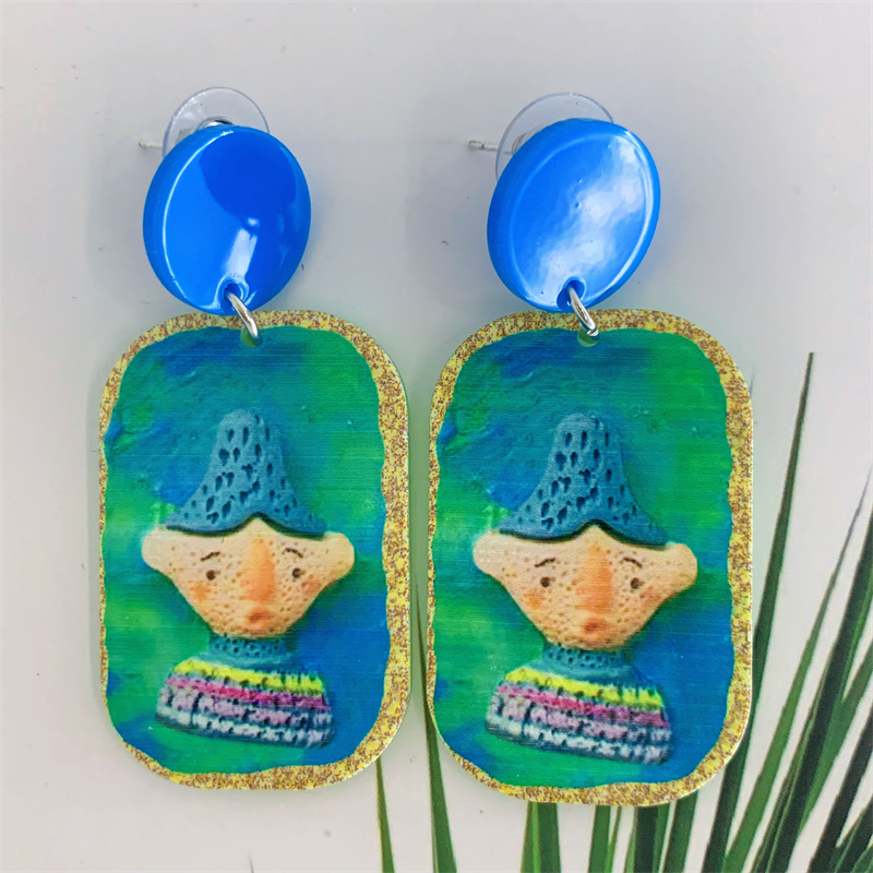 Vacation Geometric Cartoon Character Flower Arylic Women's Drop Earrings 1 Pair display picture 7