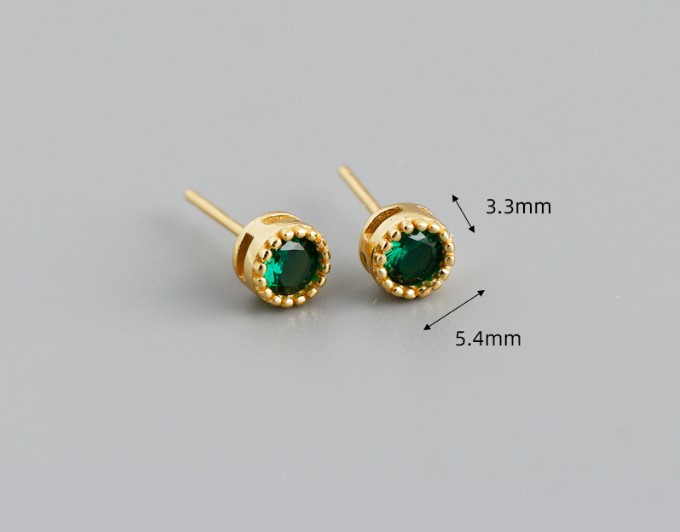 Simple Style Round Silver Inlay Zircon Ear Studs 1 Pair display picture 5