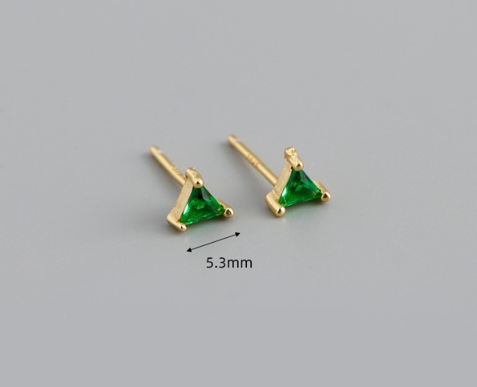 Simple Style Triangle Silver Inlay Zircon Ear Studs 1 Pair display picture 5