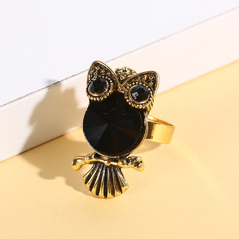 Cute Cat Alloy Inlay Rhinestones Women's Open Ring 1 Piece display picture 2