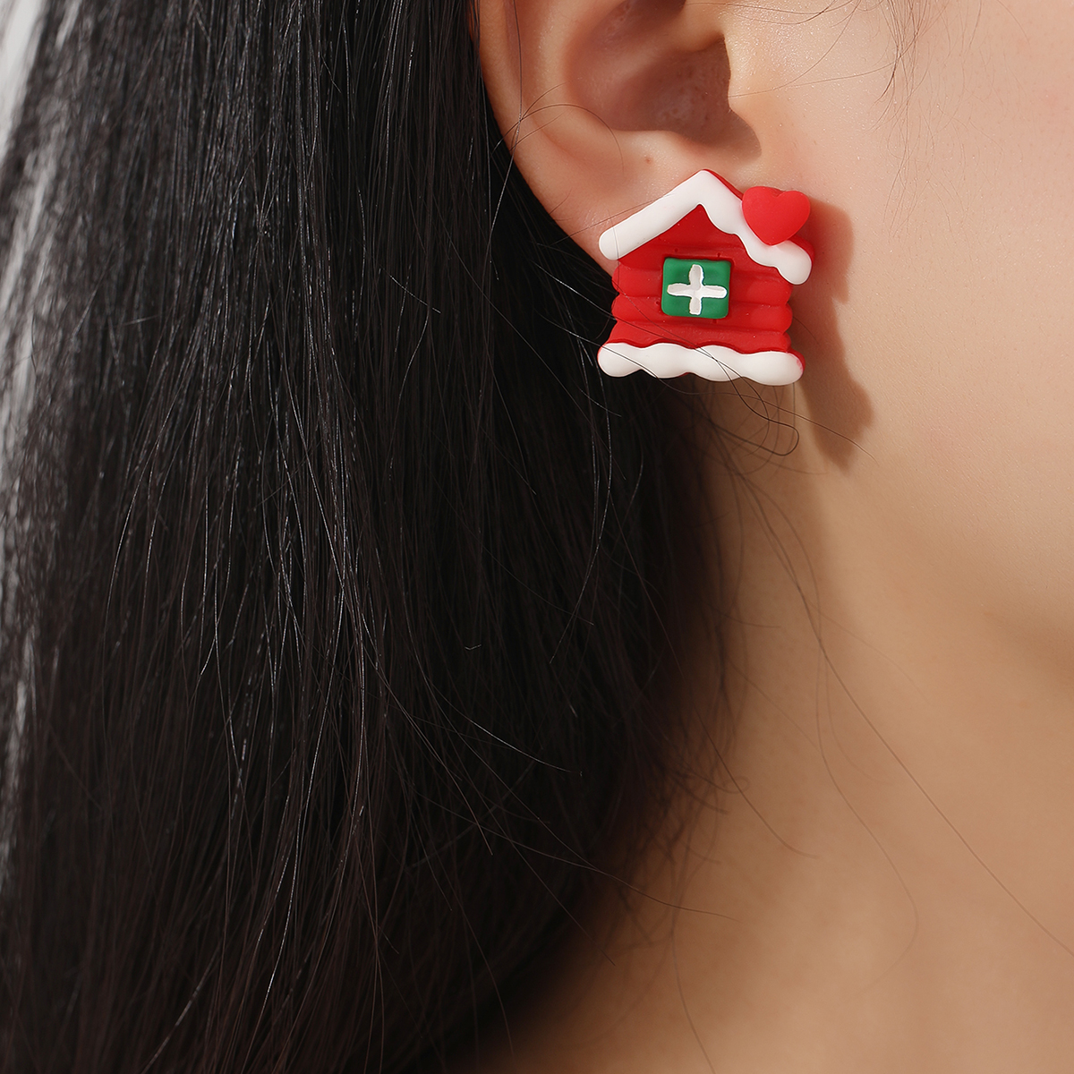 Sweet House Synthetic Resin Women's Ear Studs 1 Pair display picture 5