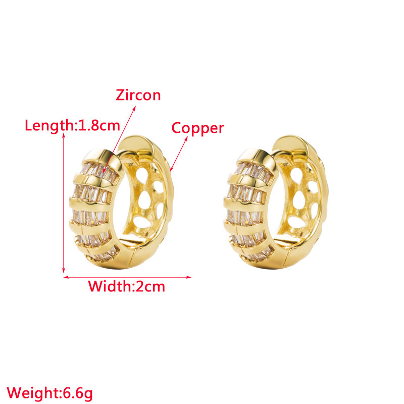 Einfacher Stil Stern Kupfer Vergoldet Zirkon Reif Ohrringe 1 Paar display picture 1