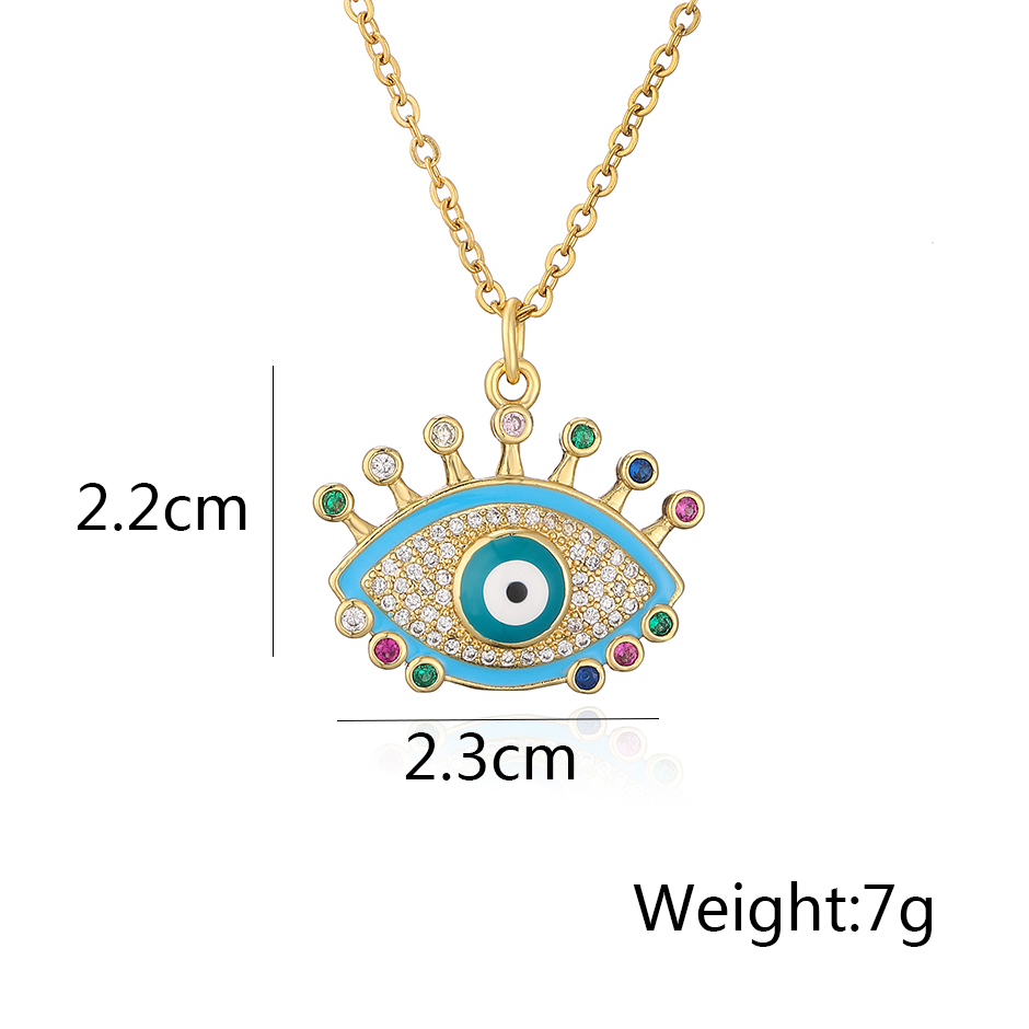 Fashion Devil's Eye Copper Enamel Gold Plated Zircon Pendant Necklace 1 Piece display picture 5