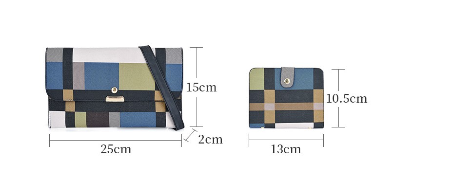 Women's Large All Seasons Pu Leather Plaid Fashion Ornament Square Zipper Bag Sets display picture 3