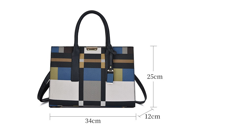Women's Large All Seasons Pu Leather Plaid Fashion Ornament Square Zipper Bag Sets display picture 4
