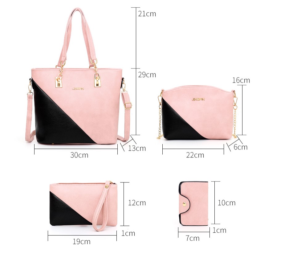 Women's Large All Seasons Pu Leather Color Block Fashion Square Zipper Bag Sets display picture 1