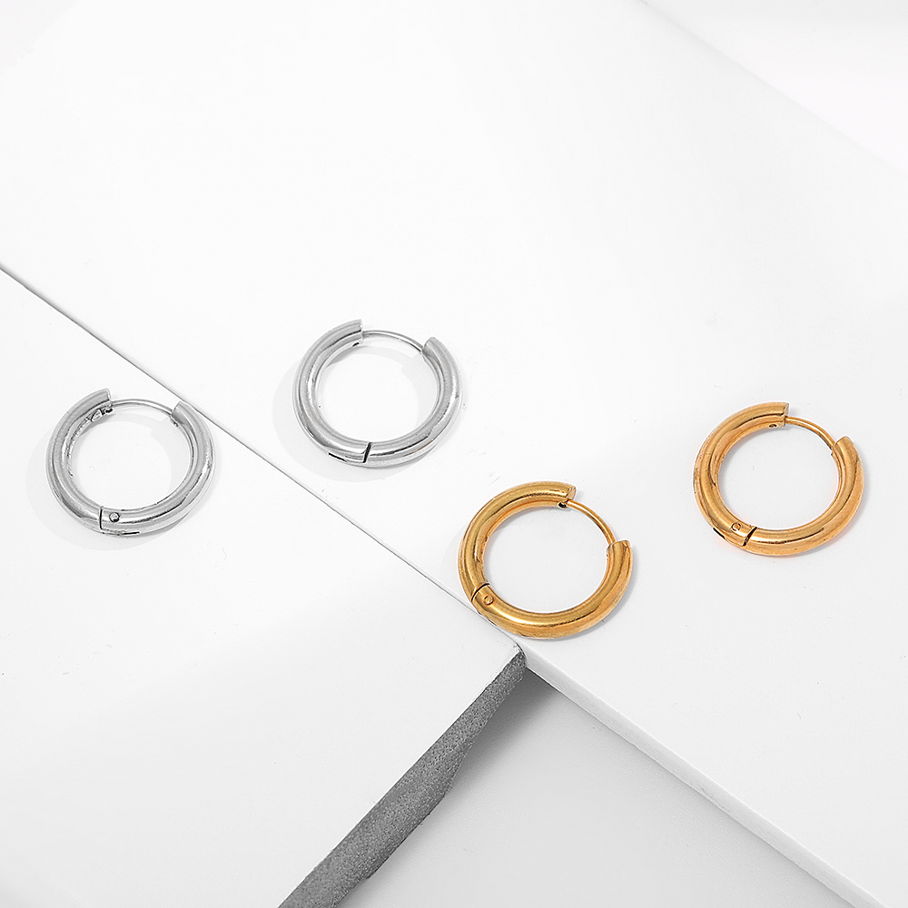 1 Paar Einfacher Stil Kreis Überzug Rostfreier Stahl Reif Ohrringe display picture 9