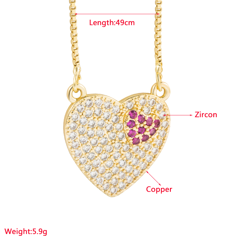 Elegant Devil's Eye Heart Shape Copper Gold Plated Zircon Pendant Necklace 1 Piece display picture 1