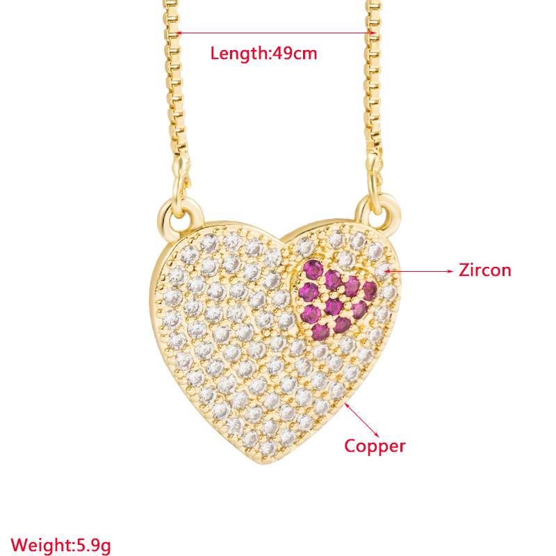 Elegante Ojo Del Diablo Forma De Corazón Cobre Chapado En Oro Circón Collar Colgante 1 Pieza display picture 1