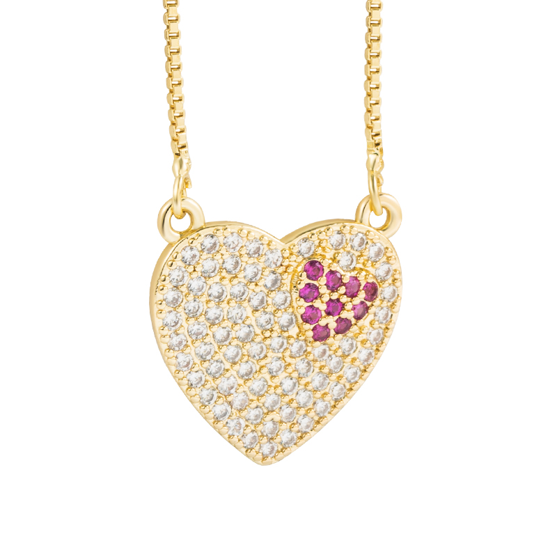 Elegant Devil's Eye Heart Shape Copper Gold Plated Zircon Pendant Necklace 1 Piece display picture 7