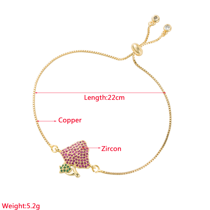 Elegant Strawberry Snowflake Copper Gold Plated Zircon Bracelets 1 Piece display picture 1