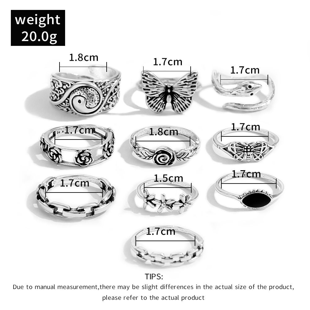 Retro Geometric Alloy Plating Women's Rings 10 Pieces display picture 2