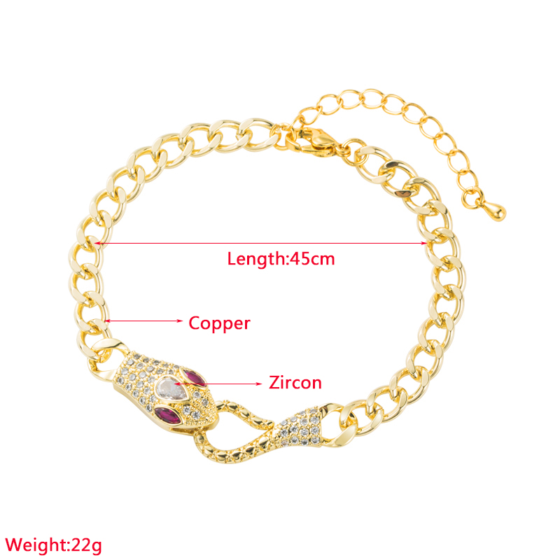 Fashion Snake Copper Gold Plated Zircon Necklace 1 Piece display picture 1