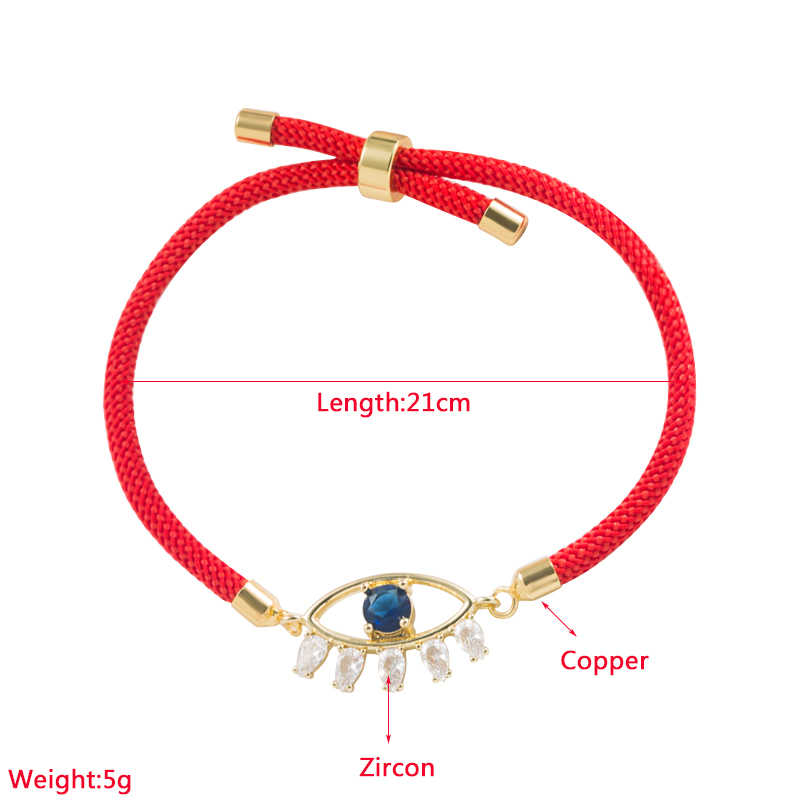 Fashion Devil's Eye Rope Copper Gold Plated Zircon Bracelets 1 Piece display picture 1