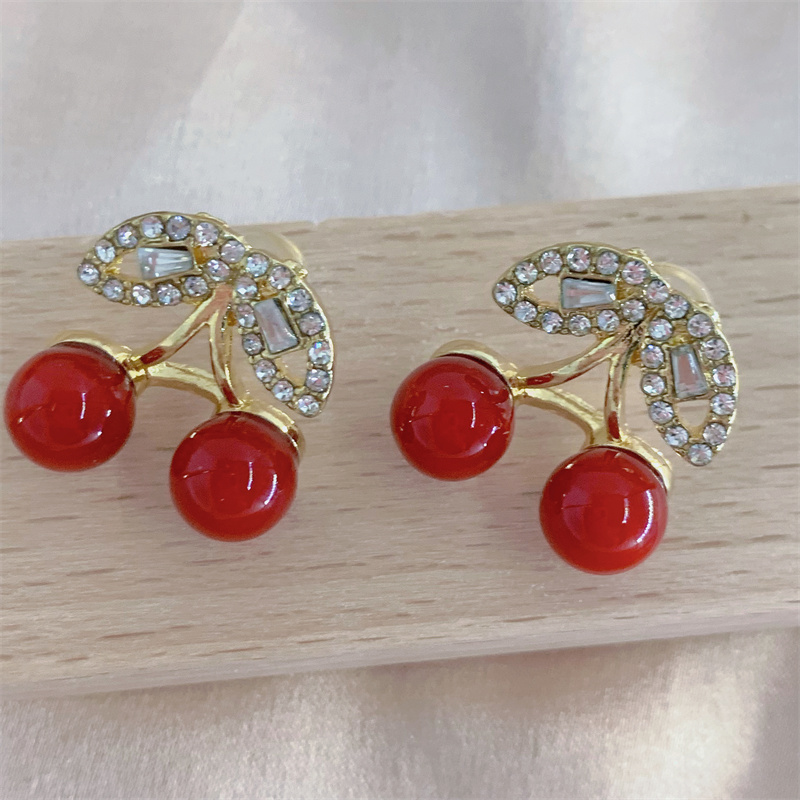 Sweet Cherry Alloy Inlay Rhinestones Women's Ear Studs 1 Pair display picture 1