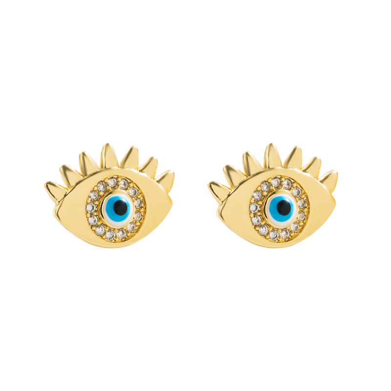 Fashion Devil's Eye Copper Gold Plated Zircon Ear Studs 1 Pair display picture 8