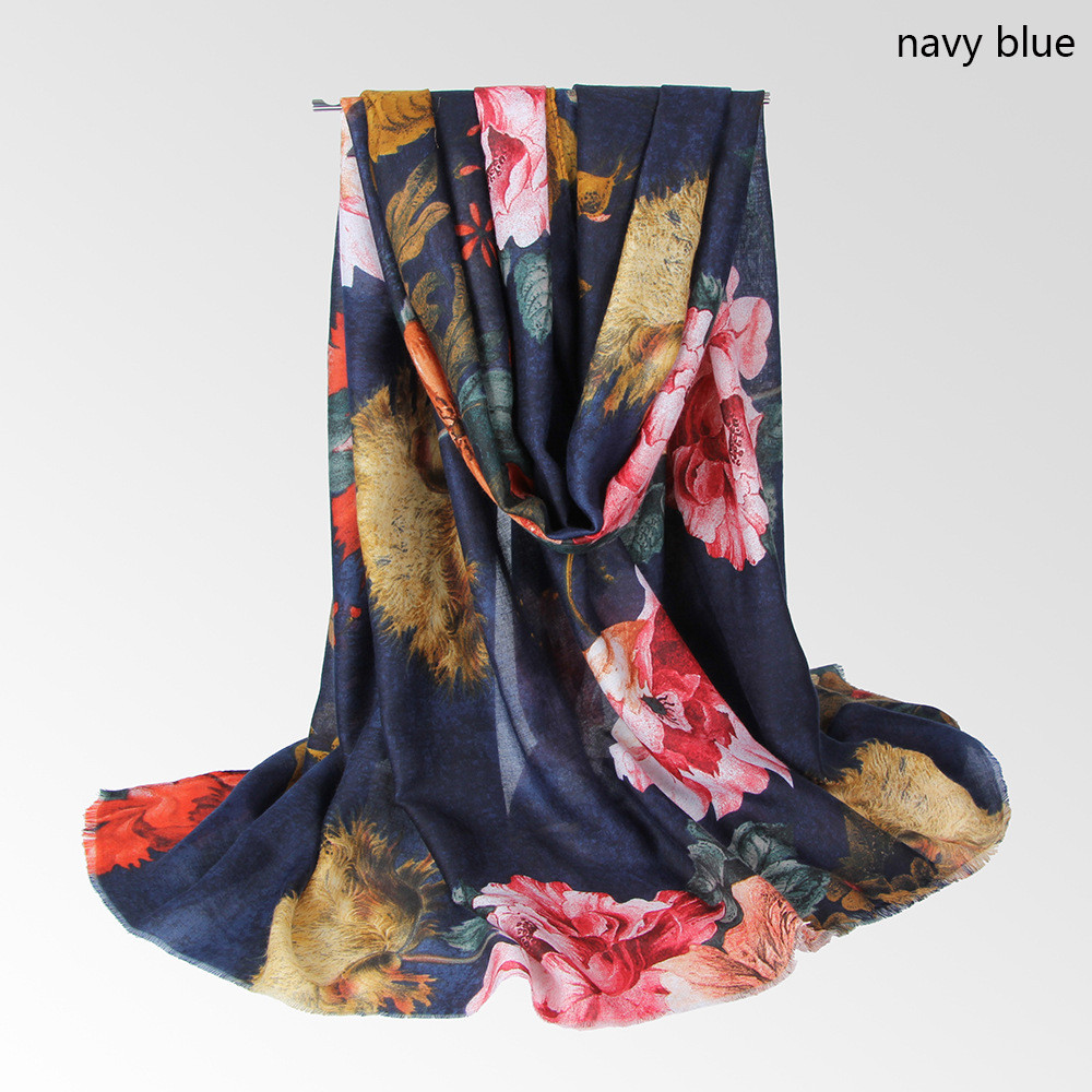 Women's Fashion Flower Cotton Printing Winter Scarves display picture 4
